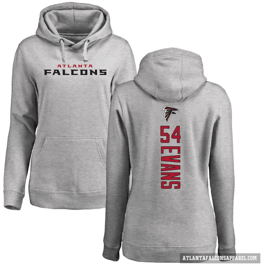 Women's ＃54 Rashaan Evans Atlanta Falcons Pro Line Ash Backer Pullover Hoodie