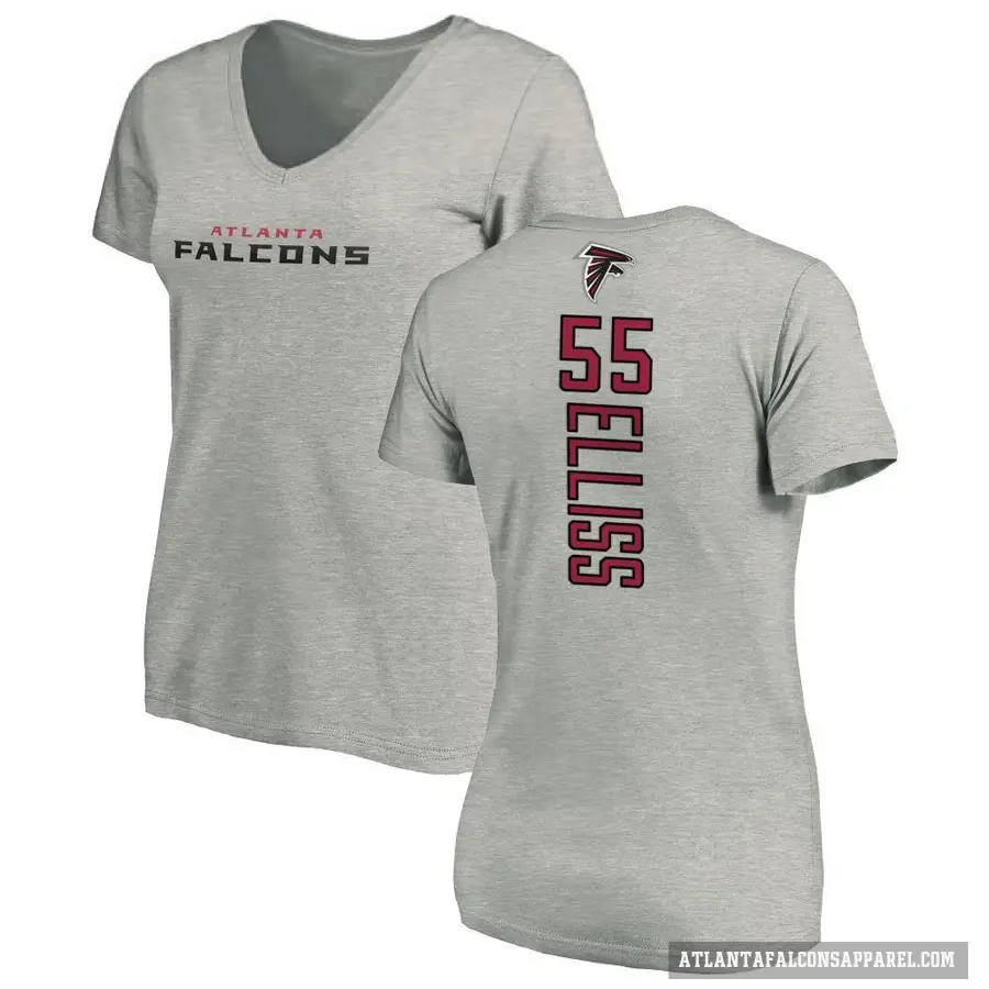 Women's ＃55 Kaden Elliss Atlanta Falcons Ash Backer V-Neck T-Shirt