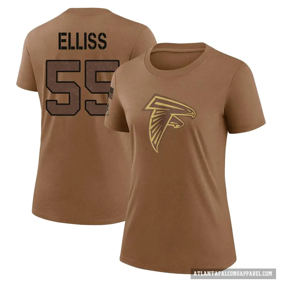 Women's ＃55 Kaden Elliss Atlanta Falcons Brown 2023 Salute To Service Performance T-Shirt