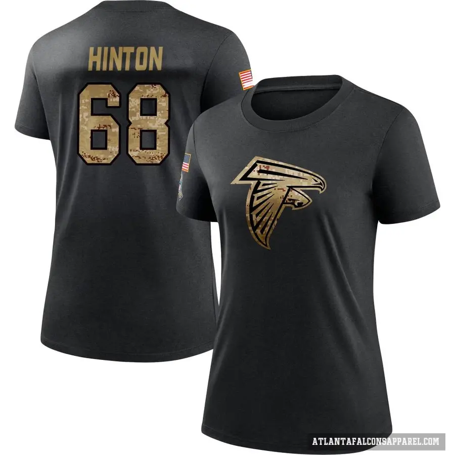 Women's ＃68 Kyle Hinton Atlanta Falcons Black 2020 Salute To Service Performance T-Shirt