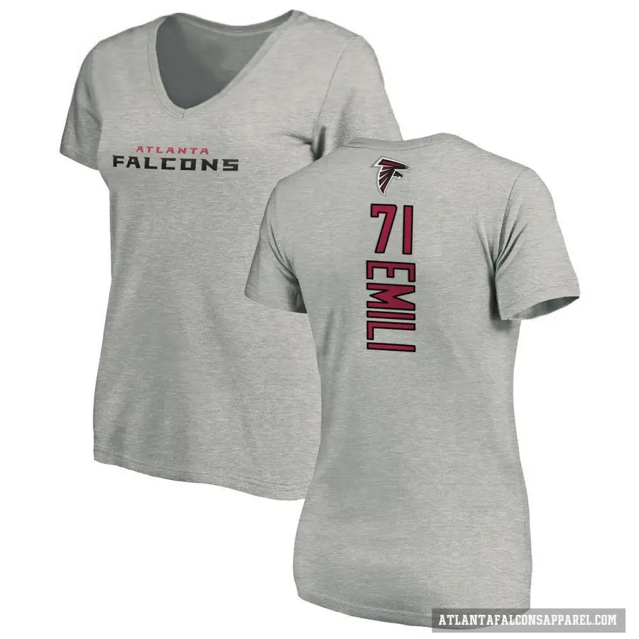 Women's ＃71 Prince Emili Atlanta Falcons Ash Backer V-Neck T-Shirt