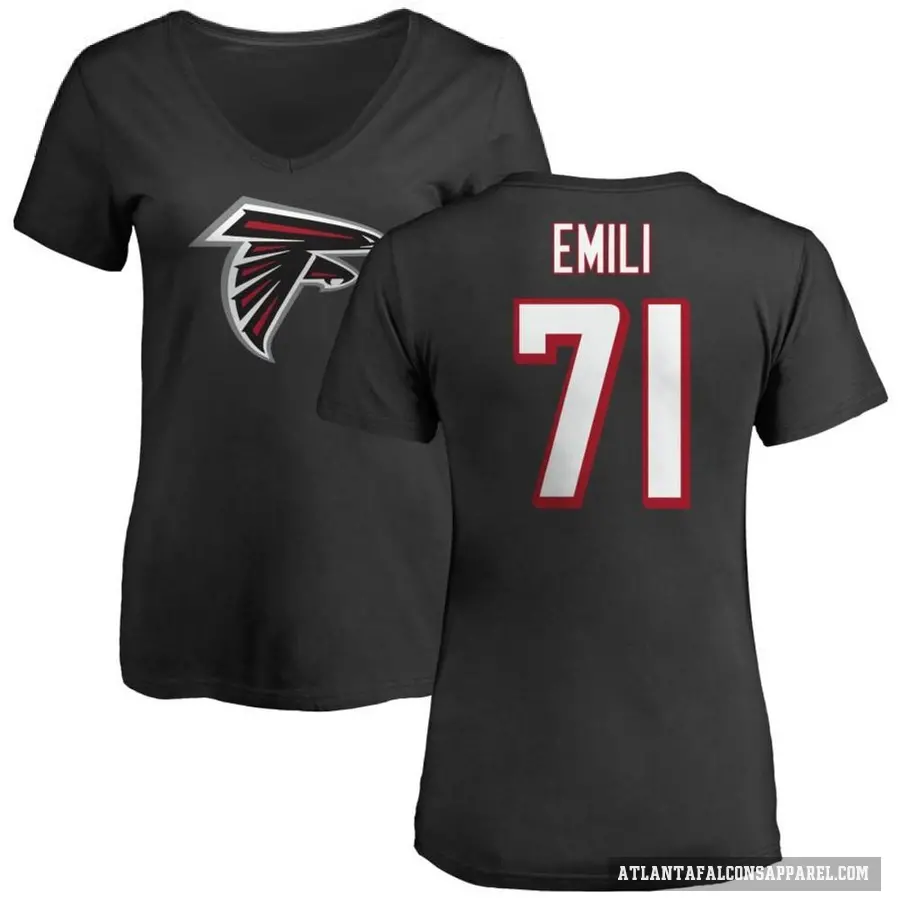 Women's ＃71 Prince Emili Atlanta Falcons Black Logo Slim Fit T-Shirt