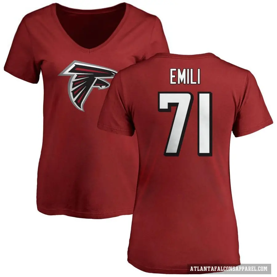 Women's ＃71 Prince Emili Atlanta Falcons Red Logo Slim Fit T-Shirt