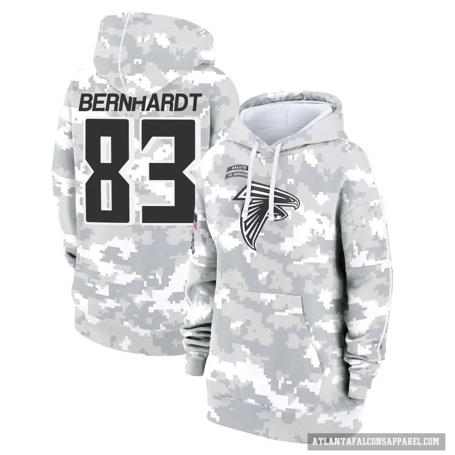 Women's ＃83 Jared Bernhardt Atlanta Falcons Arctic Camo 2024 Salute to Service Club Fleece Pullover Hoodie