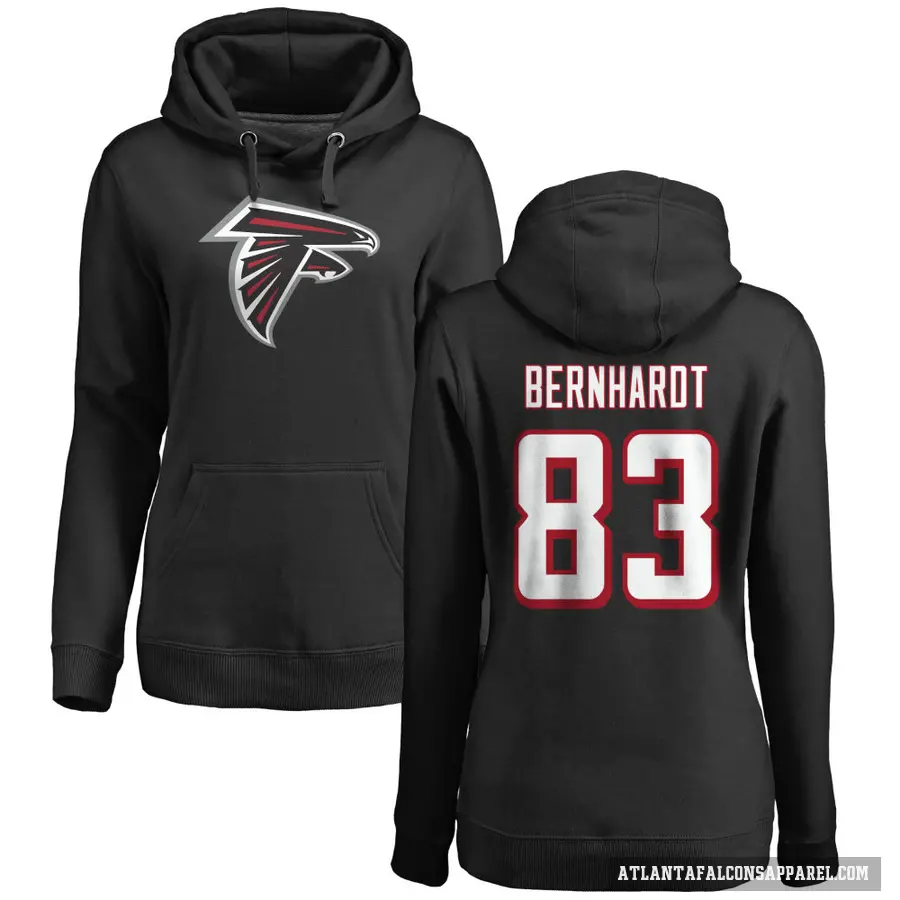 Women's ＃83 Jared Bernhardt Atlanta Falcons Black Pro Line Logo Pullover Hoodie