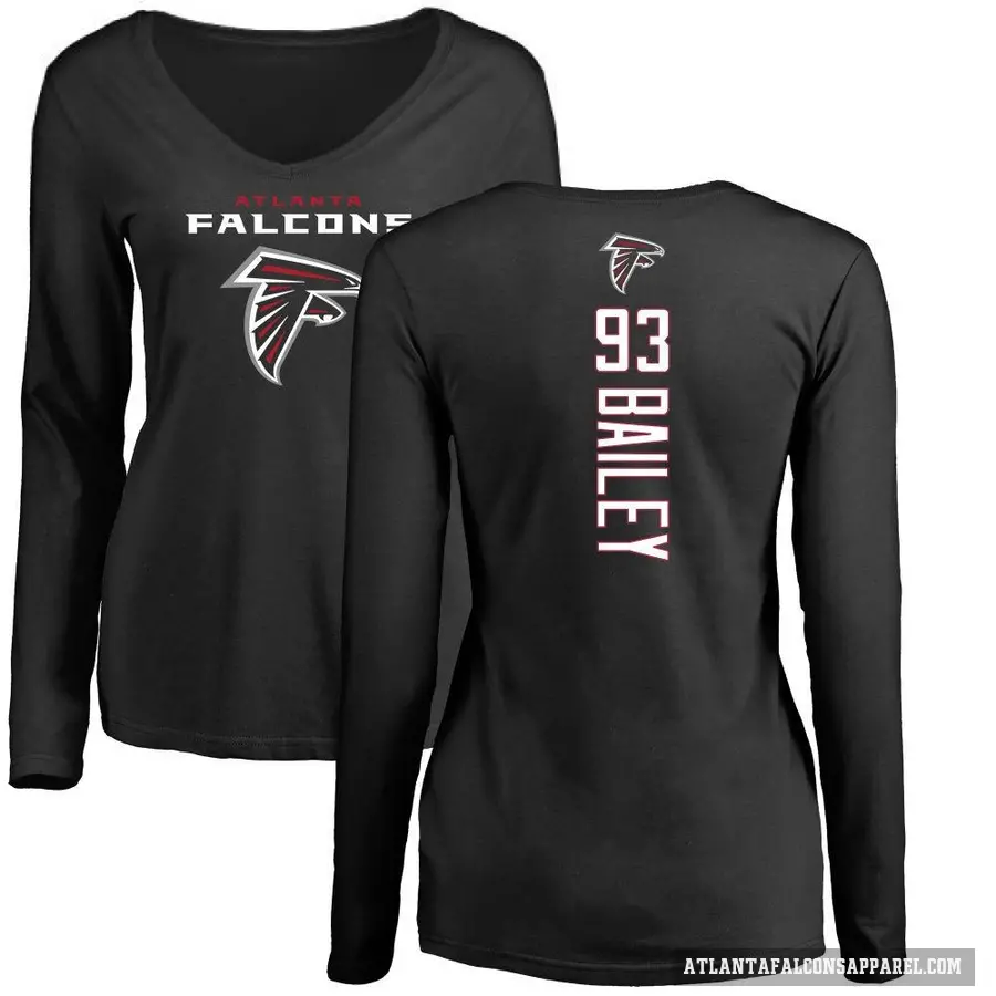 Women's ＃93 Allen Bailey Atlanta Falcons Black Backer Slim Fit Long Sleeve T-Shirt