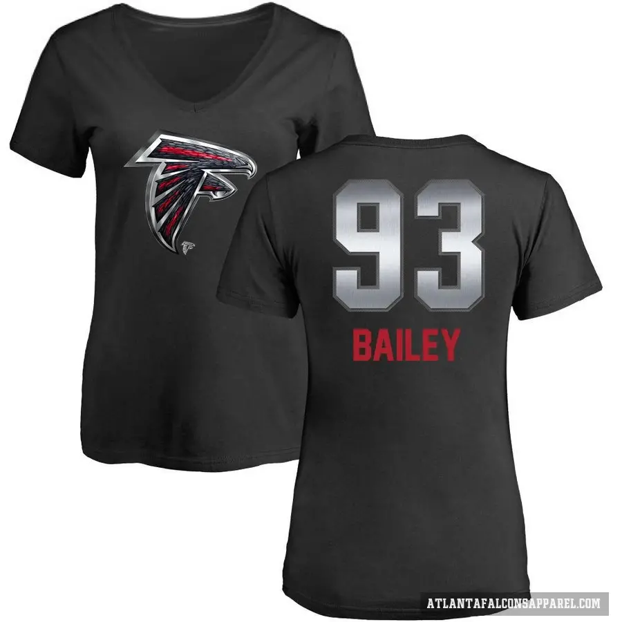 Women's ＃93 Allen Bailey Atlanta Falcons Black Midnight Mascot T-Shirt