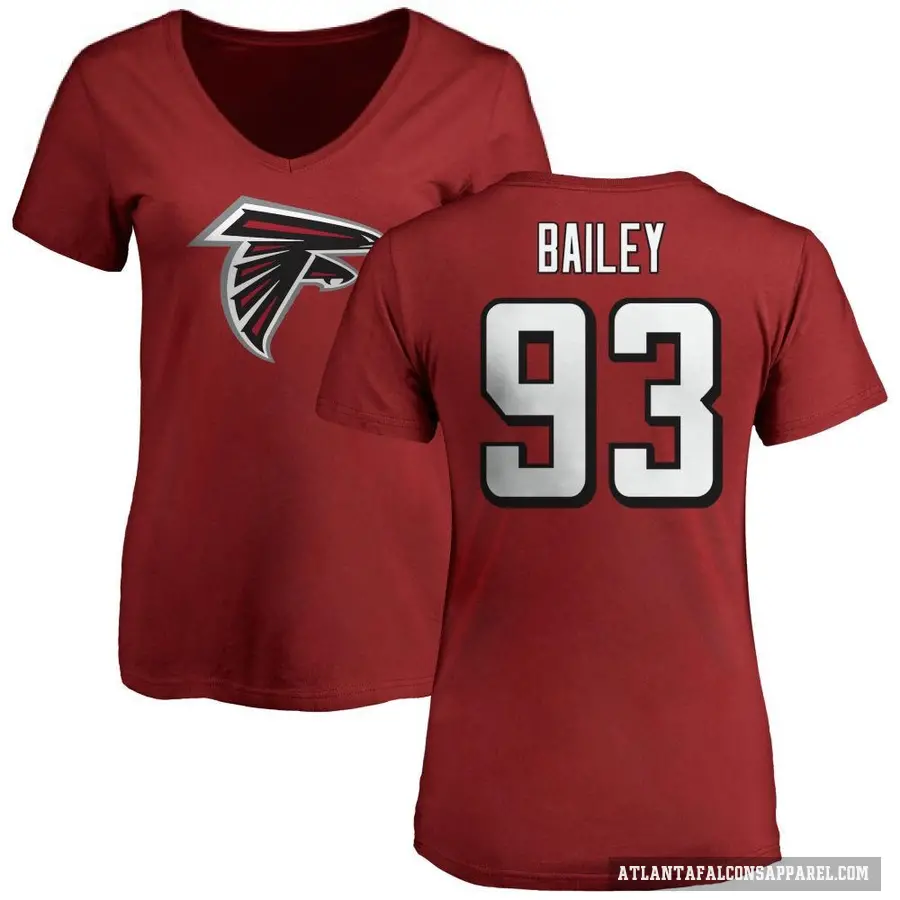 Women's ＃93 Allen Bailey Atlanta Falcons Red Logo Slim Fit T-Shirt