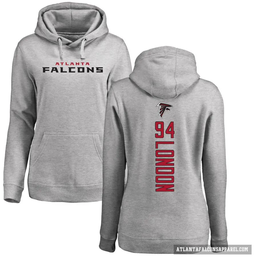 Women's ＃94 LaCale London Atlanta Falcons Pro Line Ash Backer Pullover Hoodie