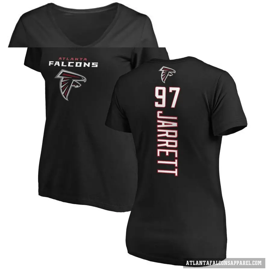 Women's ＃97 Grady Jarrett Atlanta Falcons Black Backer Slim Fit T-Shirt