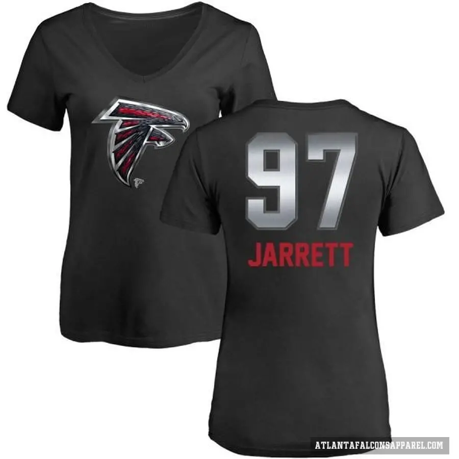 Women's ＃97 Grady Jarrett Atlanta Falcons Black Midnight Mascot T-Shirt