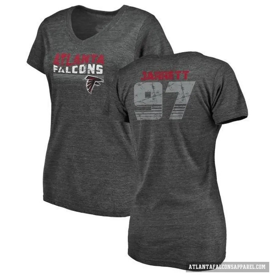 Women's ＃97 Grady Jarrett Atlanta Falcons Black Retro V-Neck T-Shirt