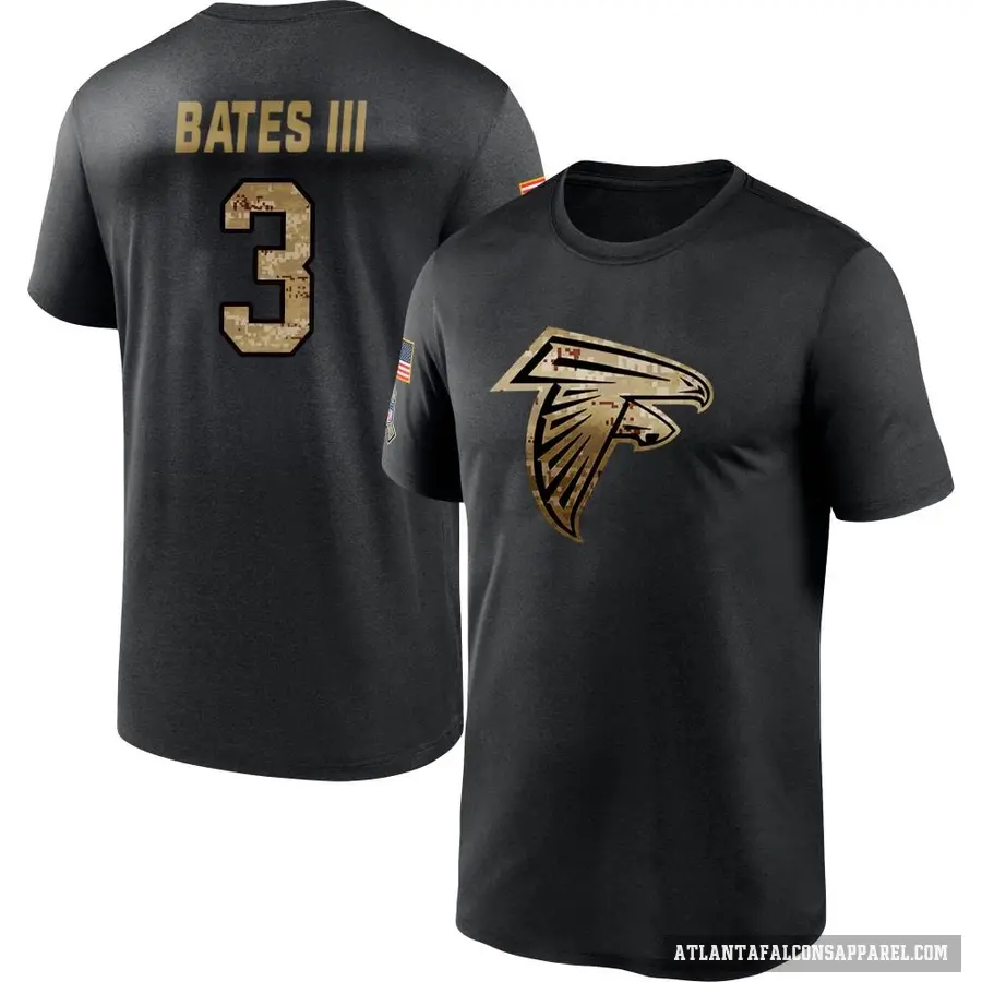 Youth ＃3 Jessie Bates III Atlanta Falcons Black 2020 Salute To Service Performance T-Shirt