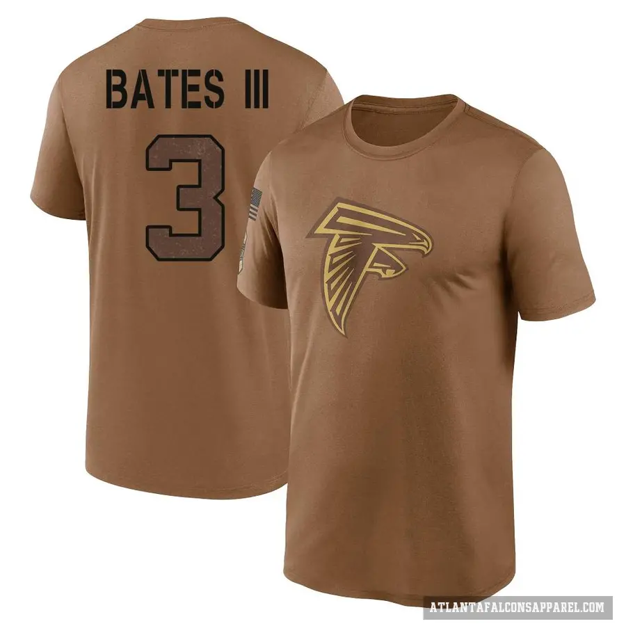 Youth ＃3 Jessie Bates III Atlanta Falcons Brown 2023 Salute To Service Performance T-Shirt