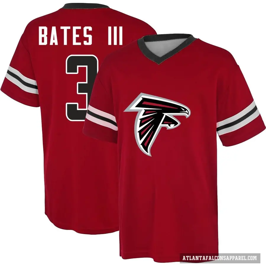 Youth ＃3 Jessie Bates III Atlanta Falcons Red Game Day V-Neck T-Shirt