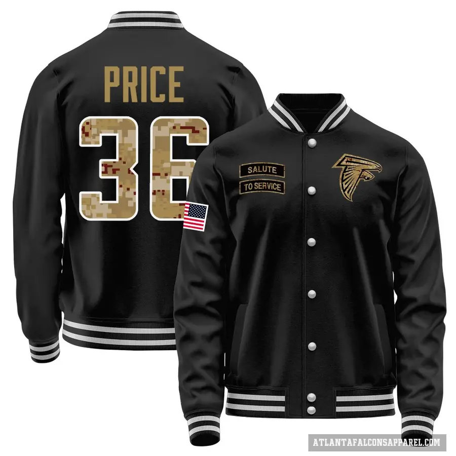 Youth ＃36 Jayden Price Atlanta Falcons Black Salute to Service Sideline Performance Jacket