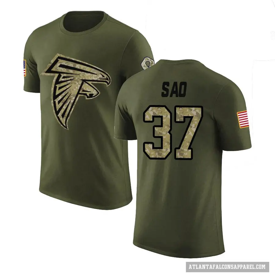 Youth ＃37 Anthony Sao Atlanta Falcons Olive Salute to Service T-Shirt