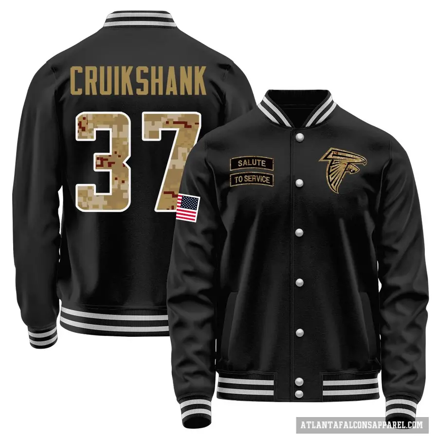 Youth ＃37 Dane Cruikshank Atlanta Falcons Black Salute to Service Sideline Performance Jacket