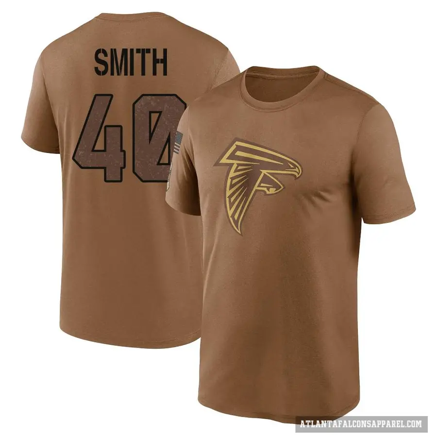 Youth ＃40 Keith Smith Atlanta Falcons Brown 2023 Salute To Service Performance T-Shirt