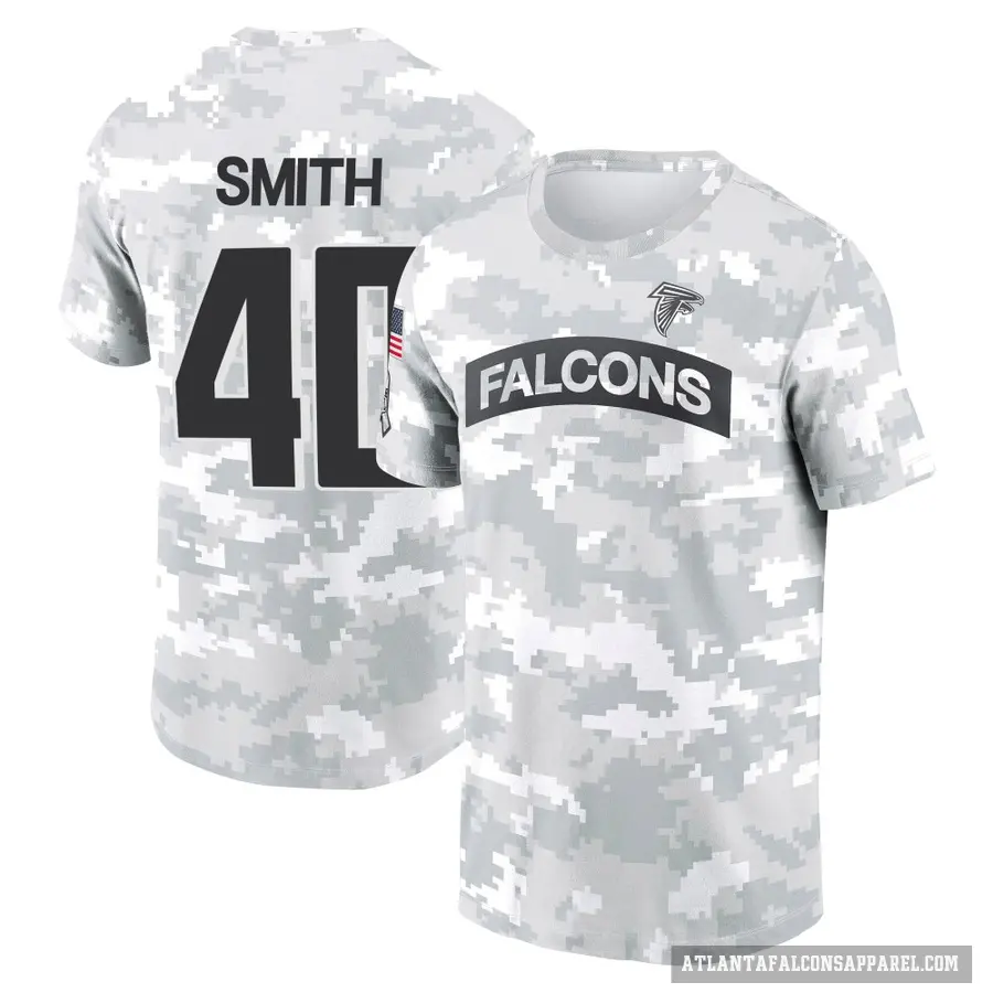 Youth ＃40 Keith Smith Atlanta Falcons Camo Arctic 2024 Salute to Service Performance T-Shirt