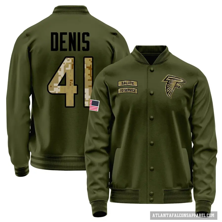 Youth ＃41 Lukas Denis Atlanta Falcons Olive Salute to Service Sideline Performance Jacket