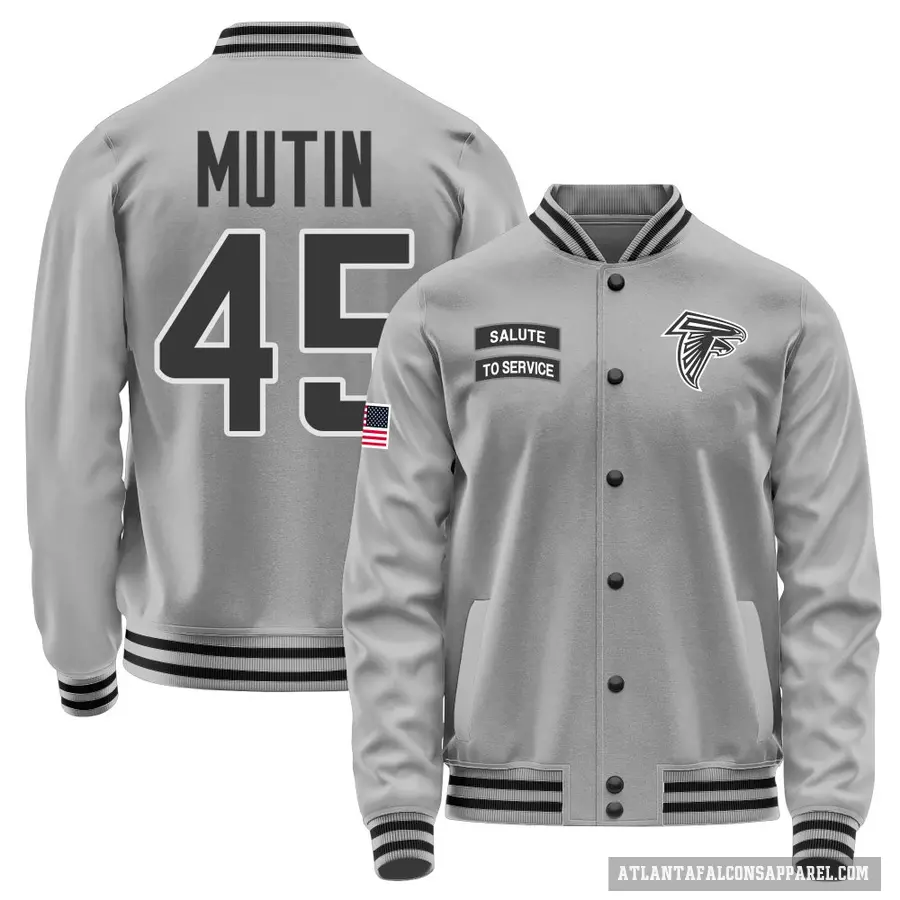 Youth ＃45 Donavan Mutin Atlanta Falcons Gray Salute to Service Performance Jacket