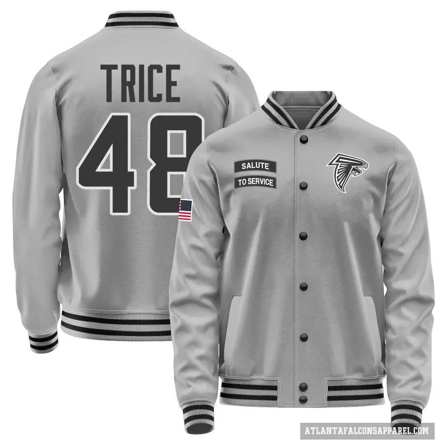 Youth ＃48 Bralen Trice Atlanta Falcons Gray Salute to Service Performance Jacket