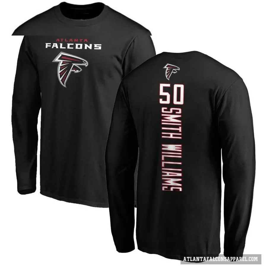 Youth ＃50 James Smith-Williams Atlanta Falcons Black Backer Long Sleeve T-Shirt