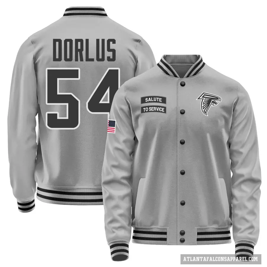 Youth ＃54 Brandon Dorlus Atlanta Falcons Gray Salute to Service Performance Jacket