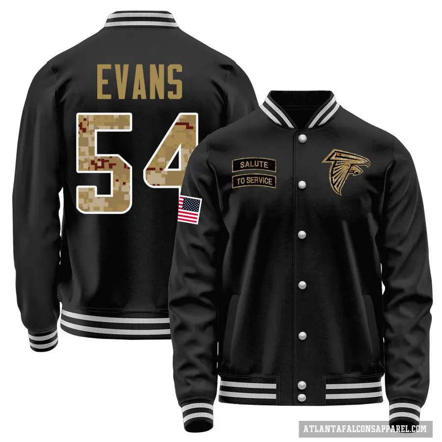 Youth ＃54 Rashaan Evans Atlanta Falcons Black Salute to Service Sideline Performance Jacket