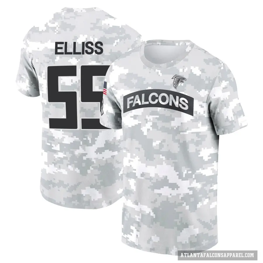 Youth ＃55 Kaden Elliss Atlanta Falcons Camo Arctic 2024 Salute to Service Performance T-Shirt