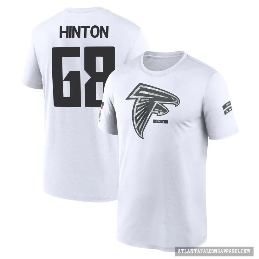 Youth ＃68 Kyle Hinton Atlanta Falcons White 2024 Salute to Service Performance T-Shirt