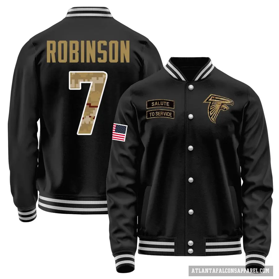 Youth ＃7 Bijan Robinson Atlanta Falcons Black Salute to Service Sideline Performance Jacket