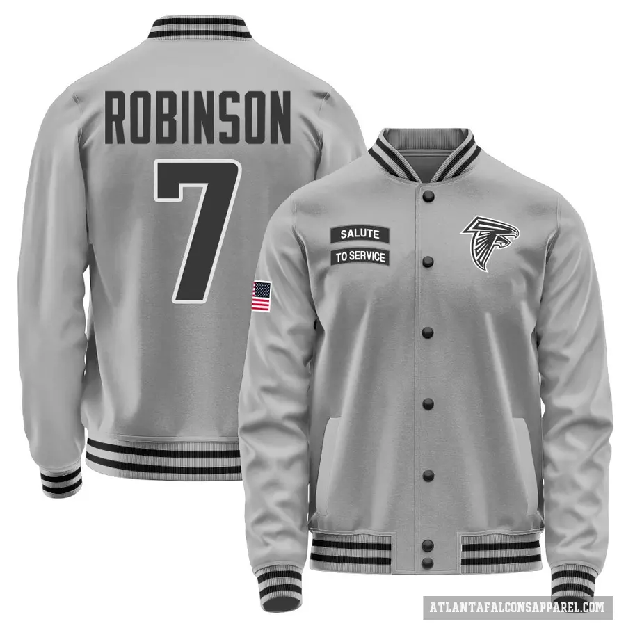 Youth ＃7 Bijan Robinson Atlanta Falcons Gray Salute to Service Performance Jacket