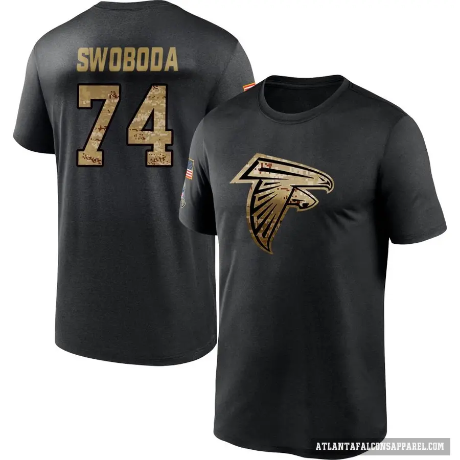 Youth ＃74 Ryan Swoboda Atlanta Falcons Black 2020 Salute To Service Performance T-Shirt