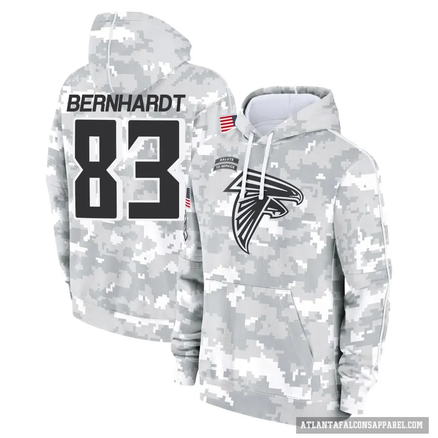 Youth ＃83 Jared Bernhardt Atlanta Falcons Arctic Camo 2024 Salute to Service Club Fleece Pullover Hoodie